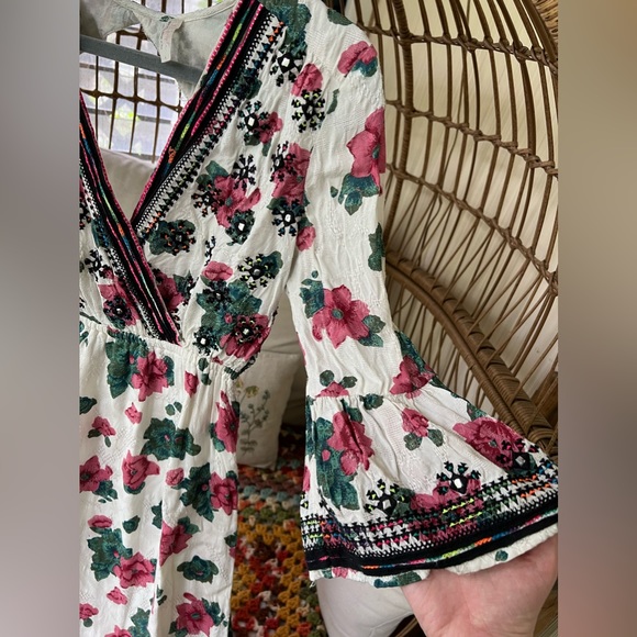 Free people floral open back midi dress with boho details - Picture 2 of 8